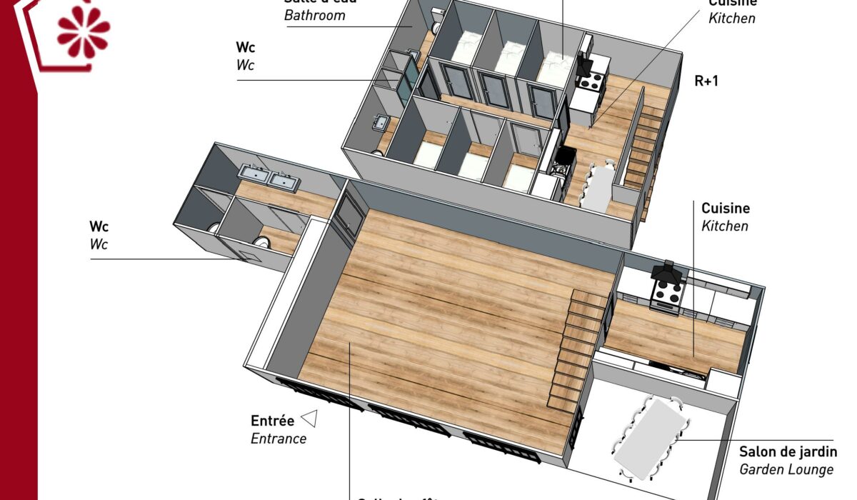 Plan du gîte les Romarins du Mas Soli de Caderousse